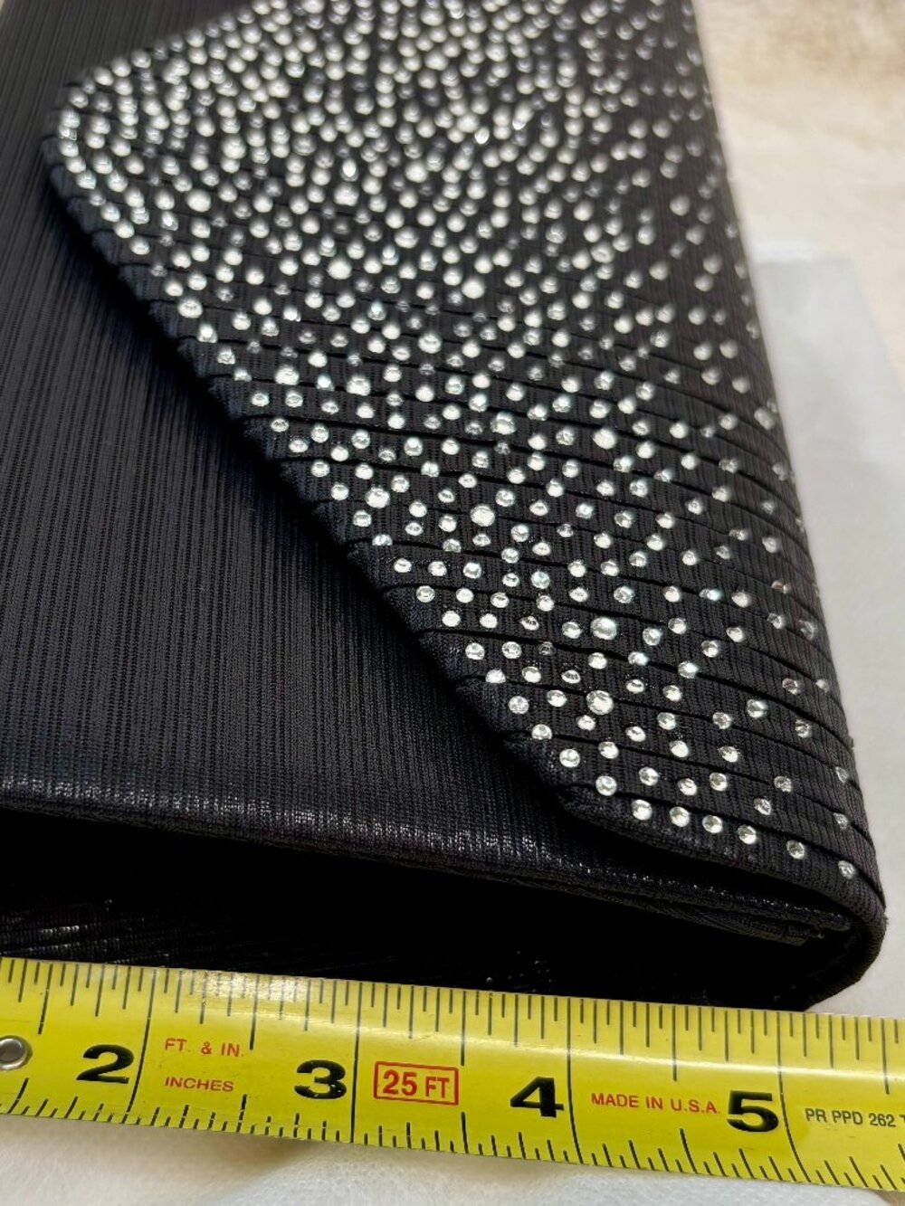 Dasein Women's Black Satin W/Rhinestones Evening Clutch Purse, Crossbody - Picture 16 of 16